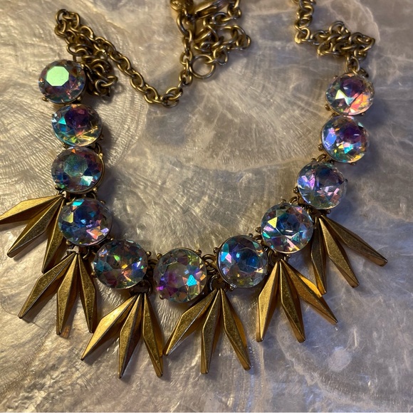 J. Crew Signed AB Rhinestone Iridescent Statement Necklace - Picture 6 of 6